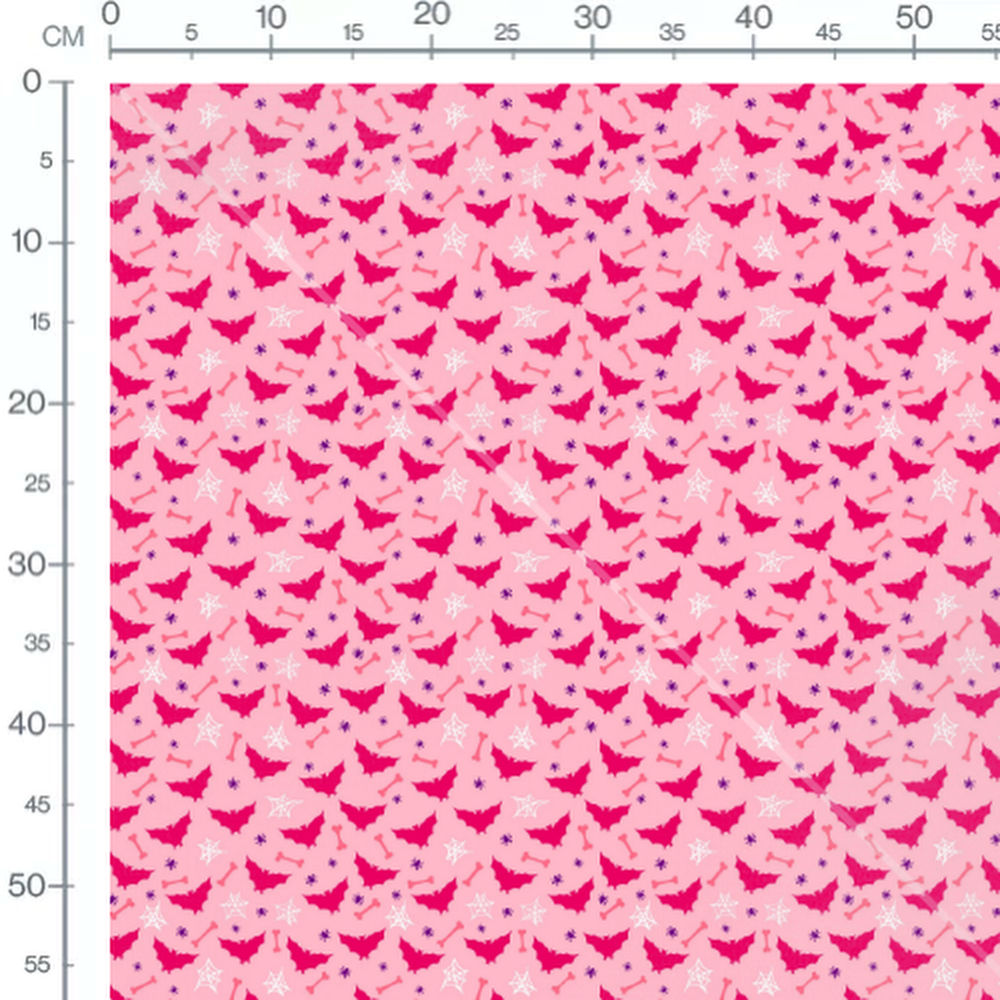 Tissu - Chauves-souris roses sur rose