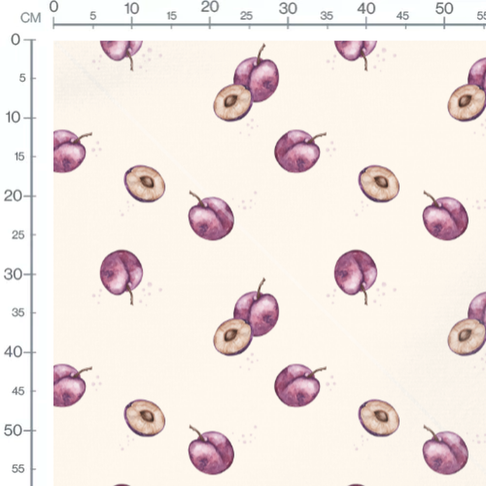 Tissu - Prunes violettes et coupées