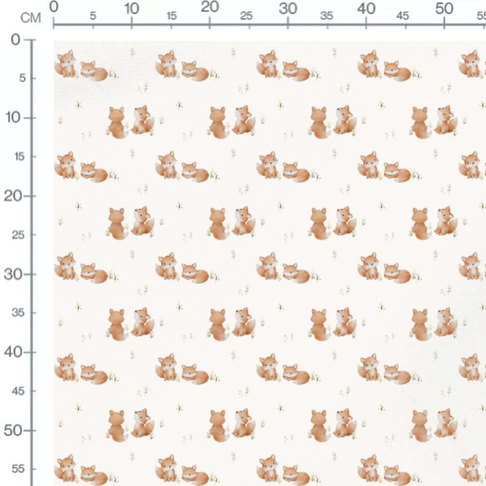 Tissu - Renards et herbes aquarelle