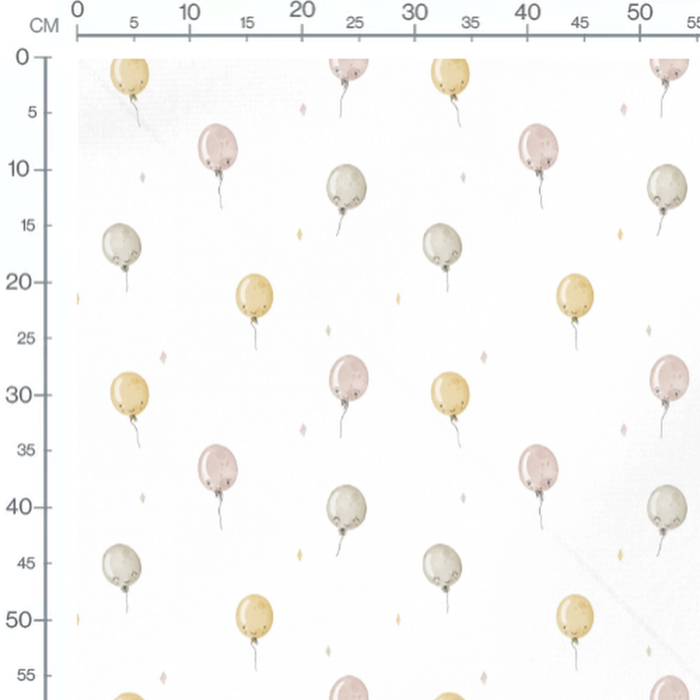 Tissu - Ballons pastel souriants