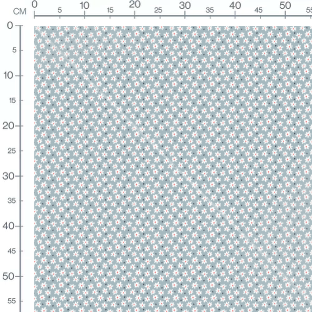 Tissu - Fleurs blanches et rouges