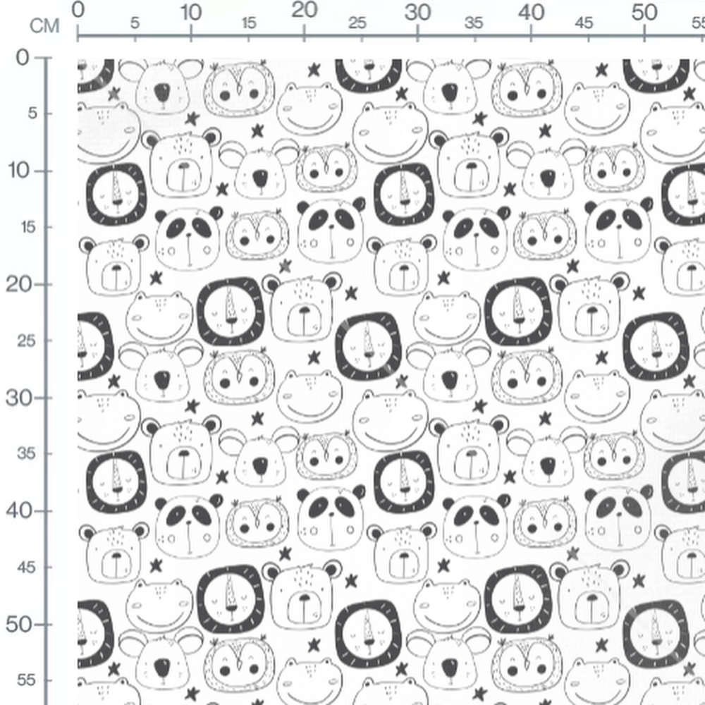 Tissu - Visages d'animaux dessinés
