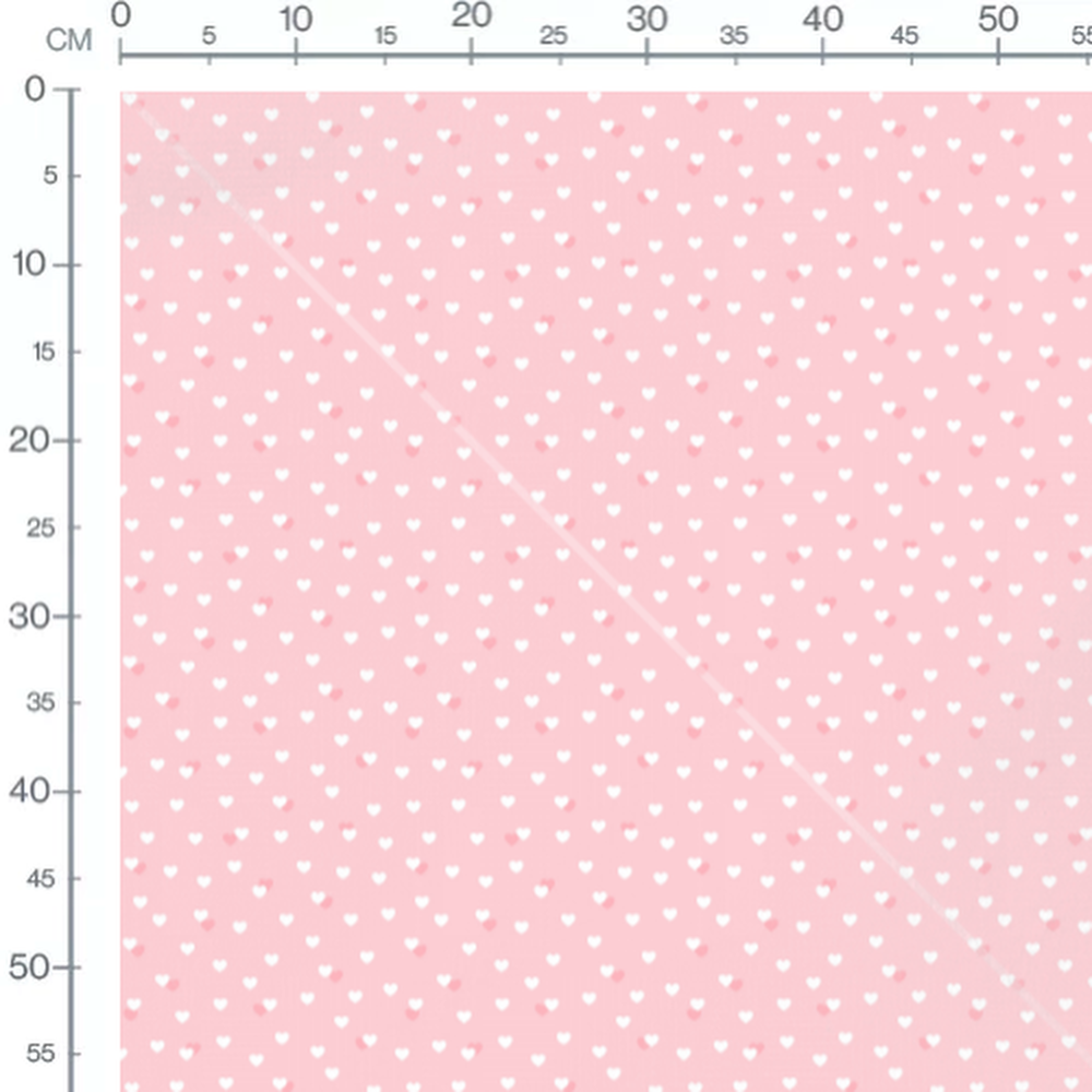 Tissu - Cœurs blancs et roses dispersés