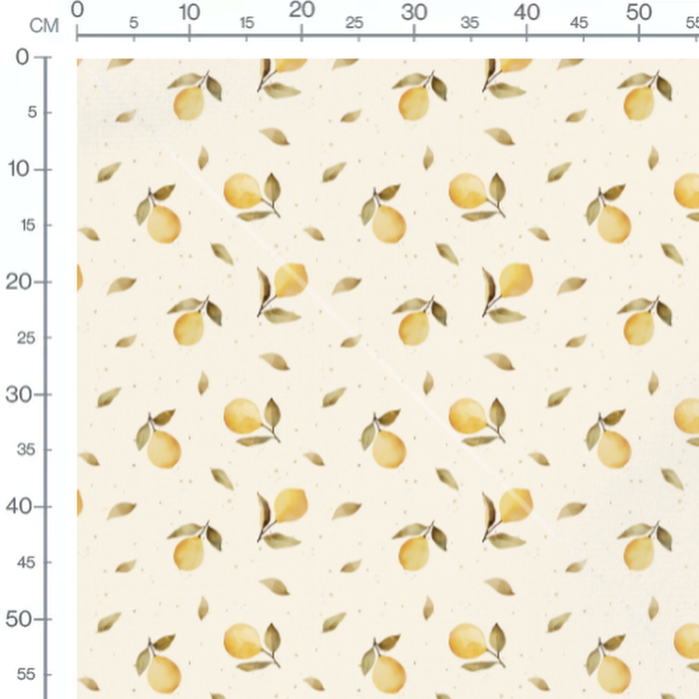Tissu - Citrons jaunes et feuilles vertes 2