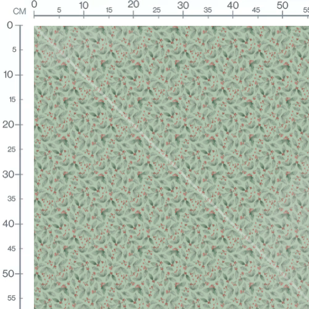 Tissu - Feuilles sur fond vert clair