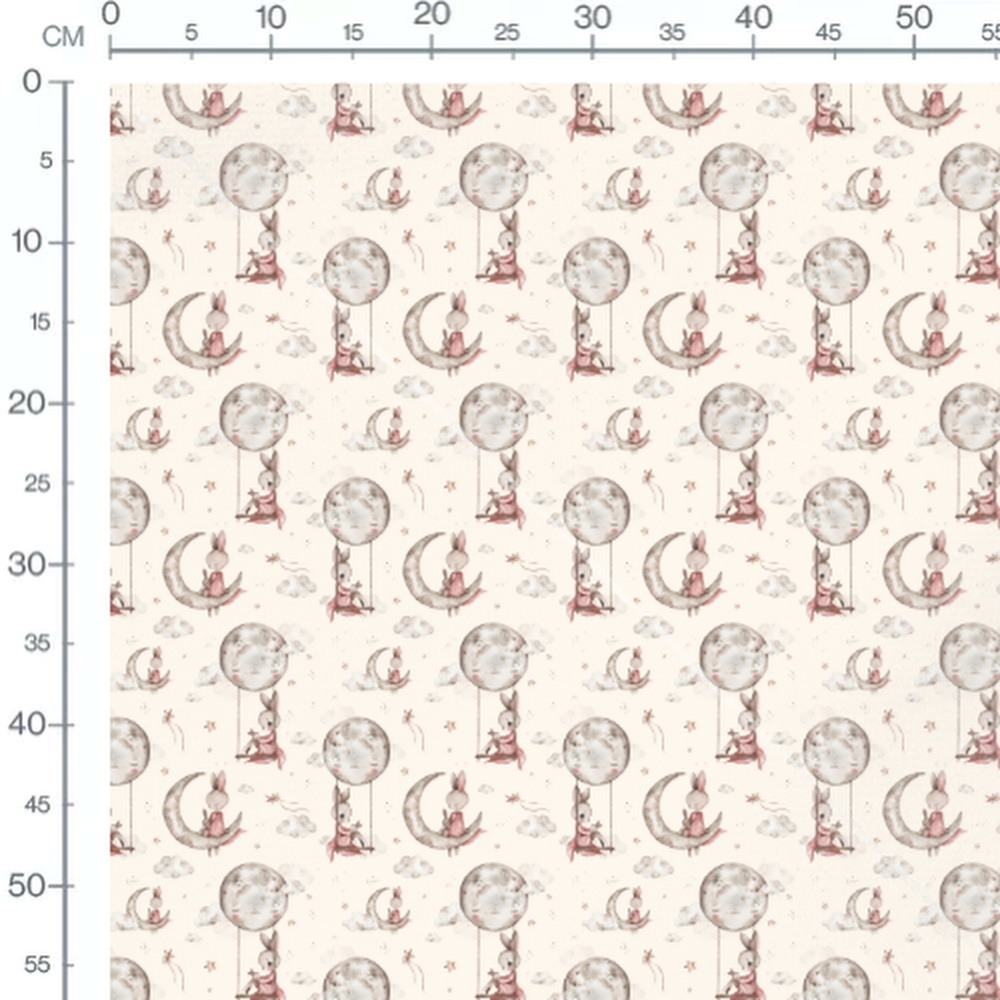 Tissu - Lapins et cerfs-volants crème