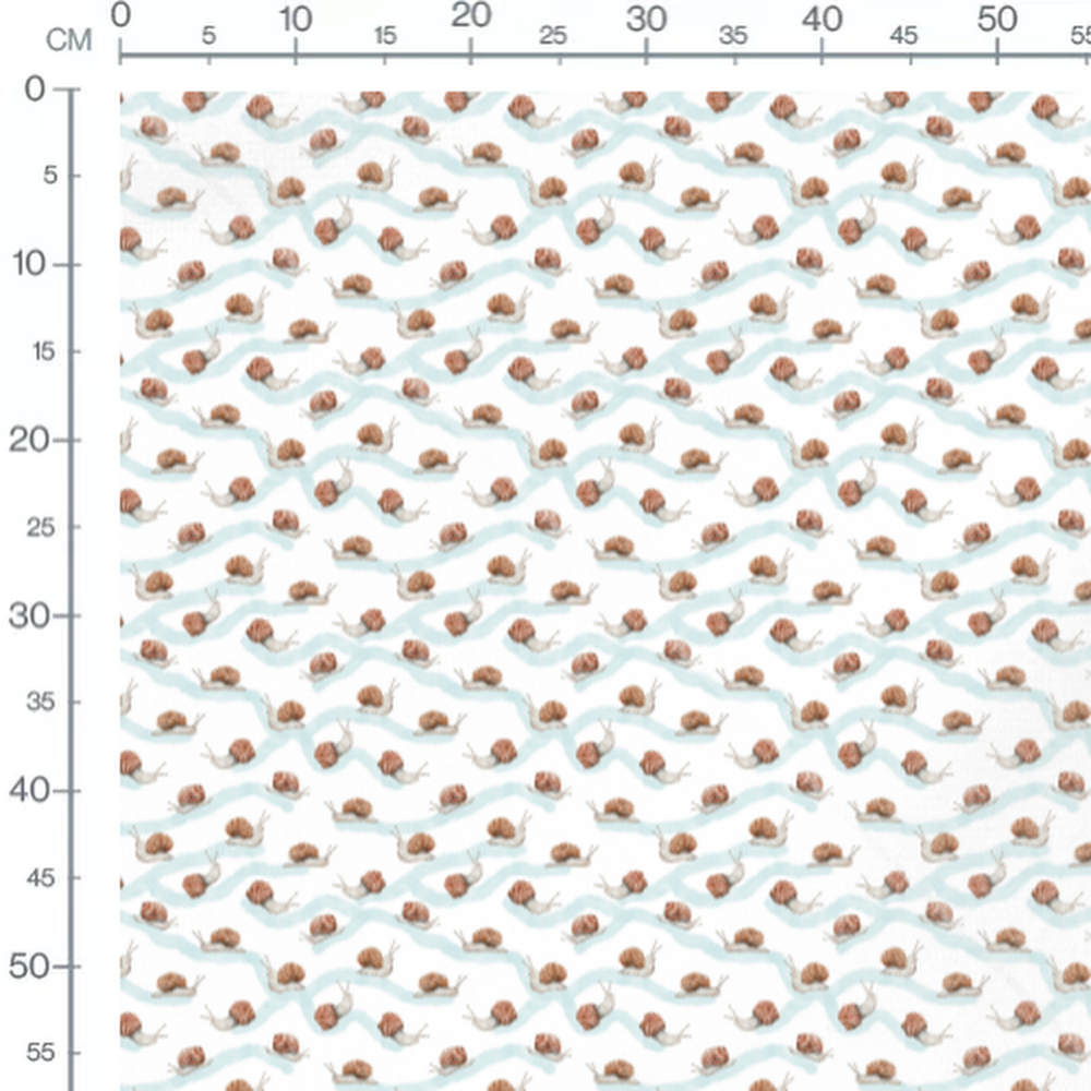 Tissu - Escargots sur fond bleu