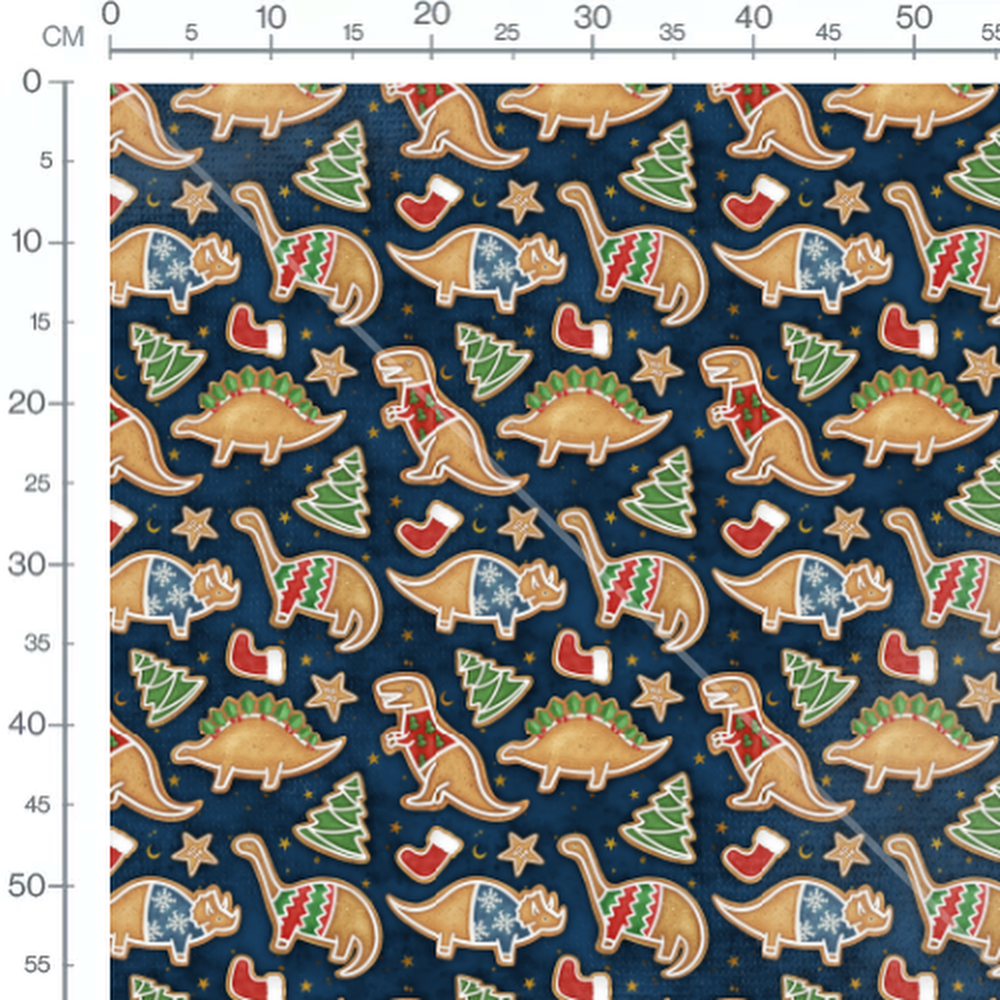Tissu - Dinosaures biscuits de Noël