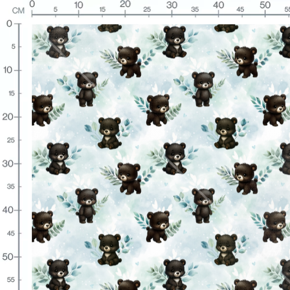 Tissu - Oursons et feuillages