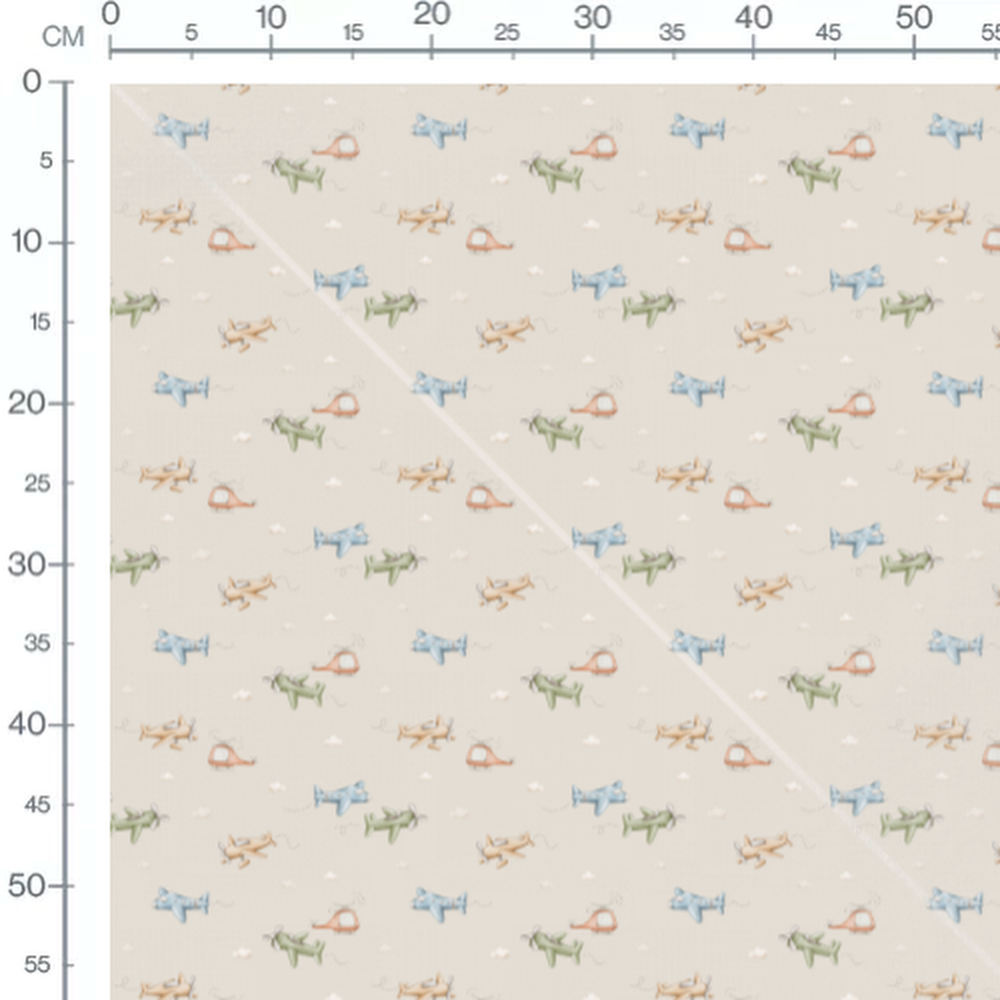 Tissu - Avions sur fond beige doux