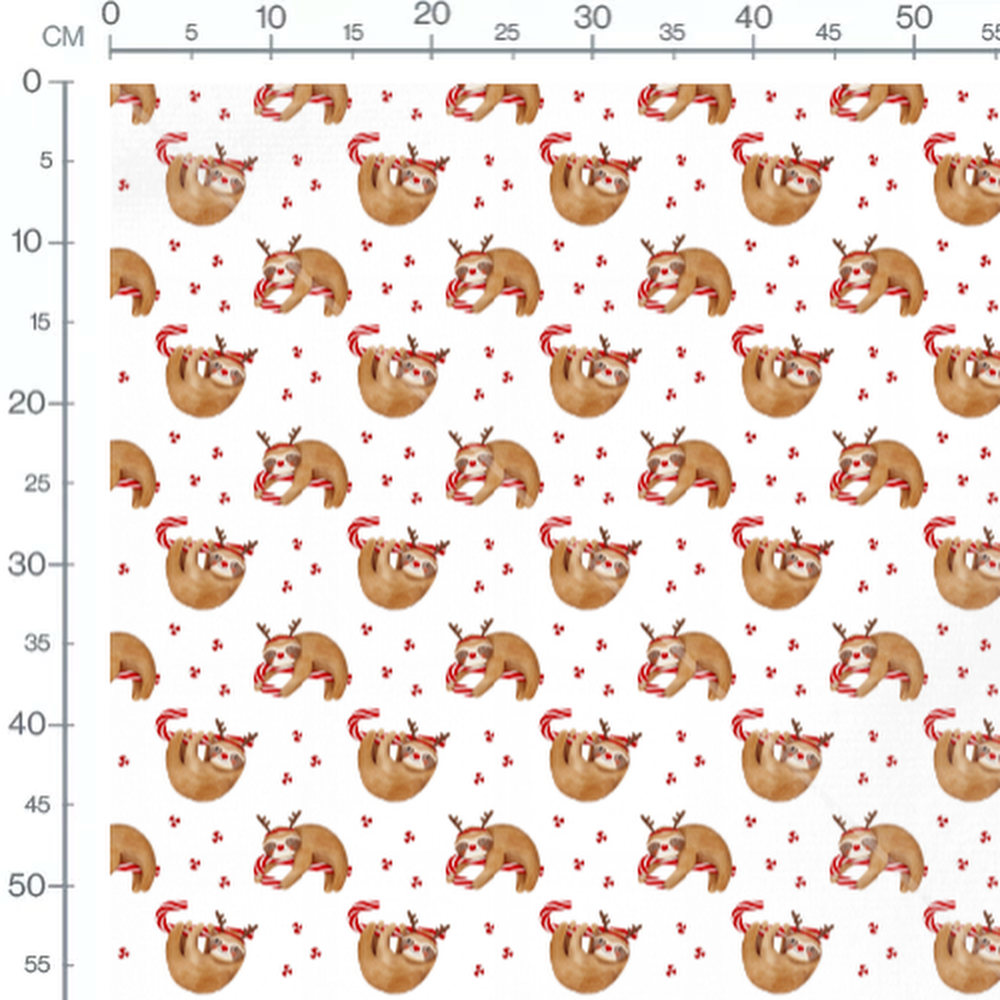 Tissu - Paresseux et cannes de Noël