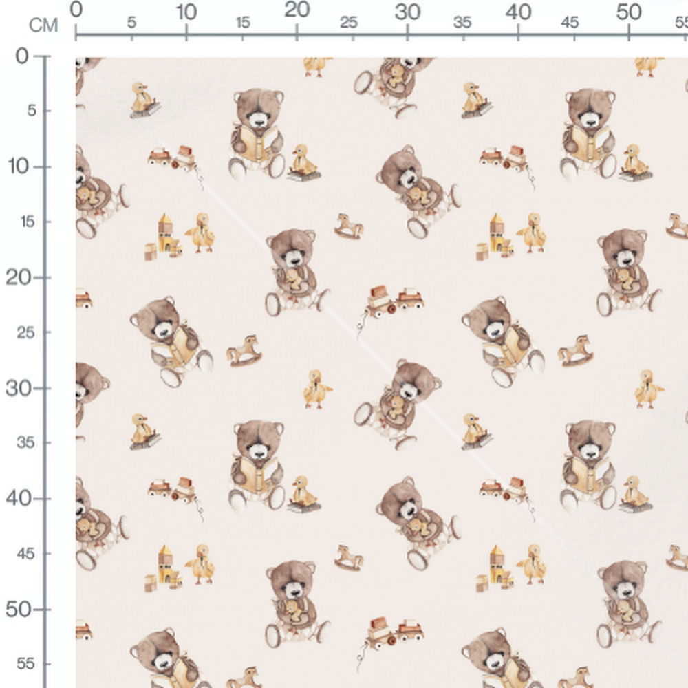 Tissu - Oursons et jouets sur beige