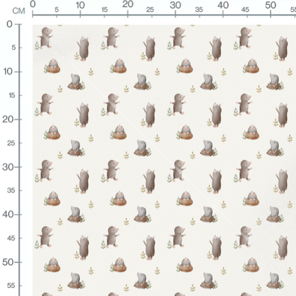 Tissu - Taupes et petites plantes