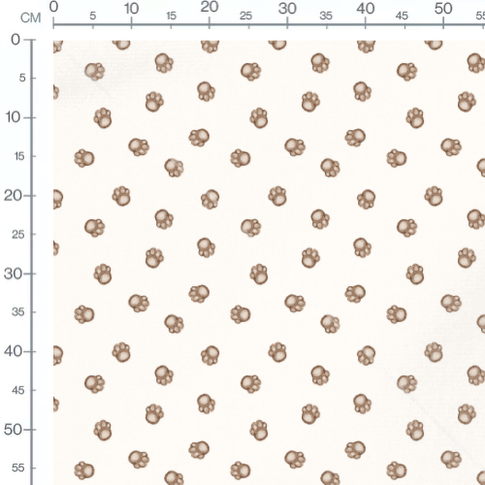 Tissu - Pattes douces sur fond blanc