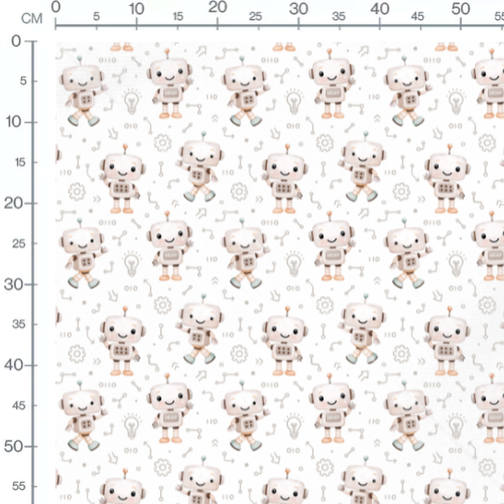 Tissu - Lapins et champignons crème