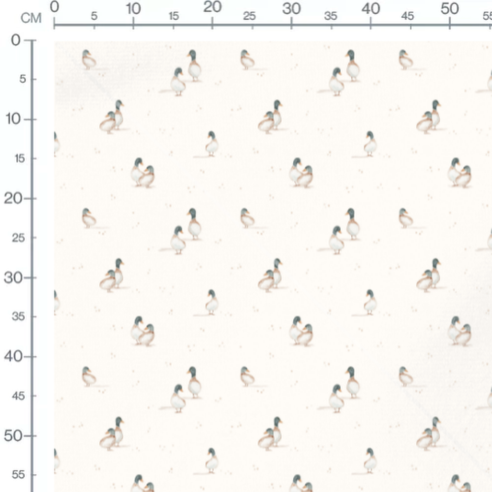 Tissu - Canards gris sur crème tacheté