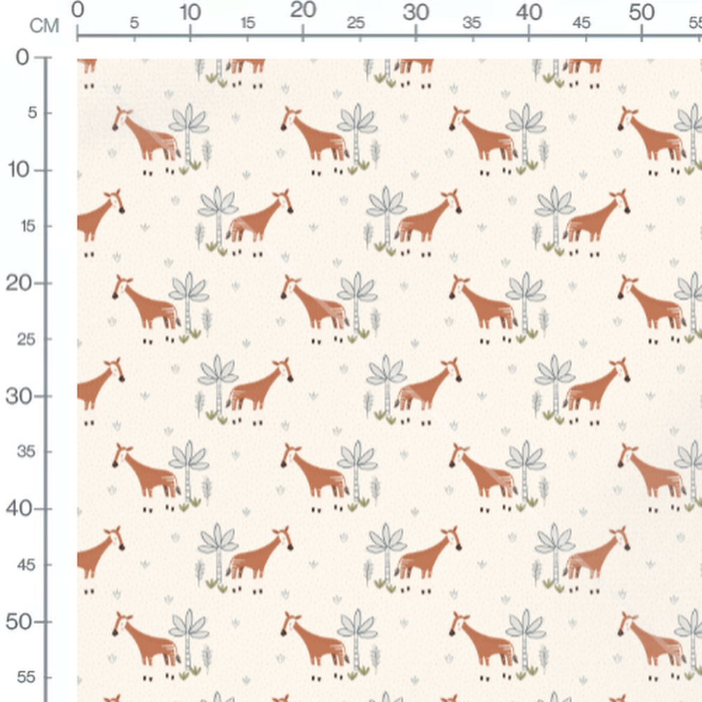 Tissu - Girafes et arbres stylisés