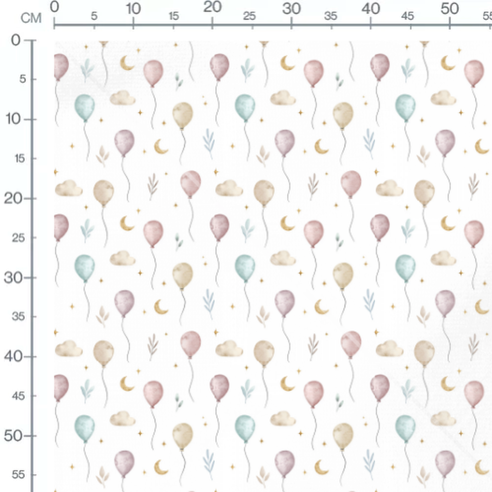 Tissu - Ballons doux et nuages beiges