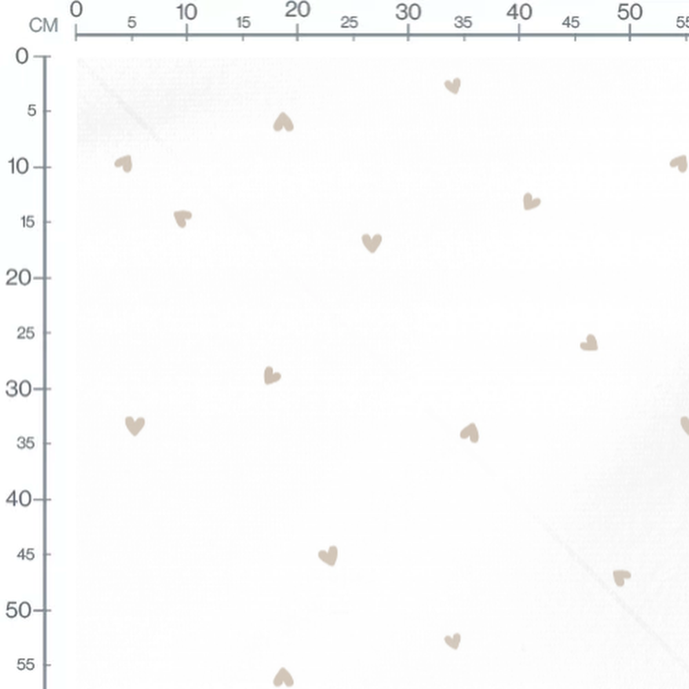 Tissu - Cœurs beiges sur blanc