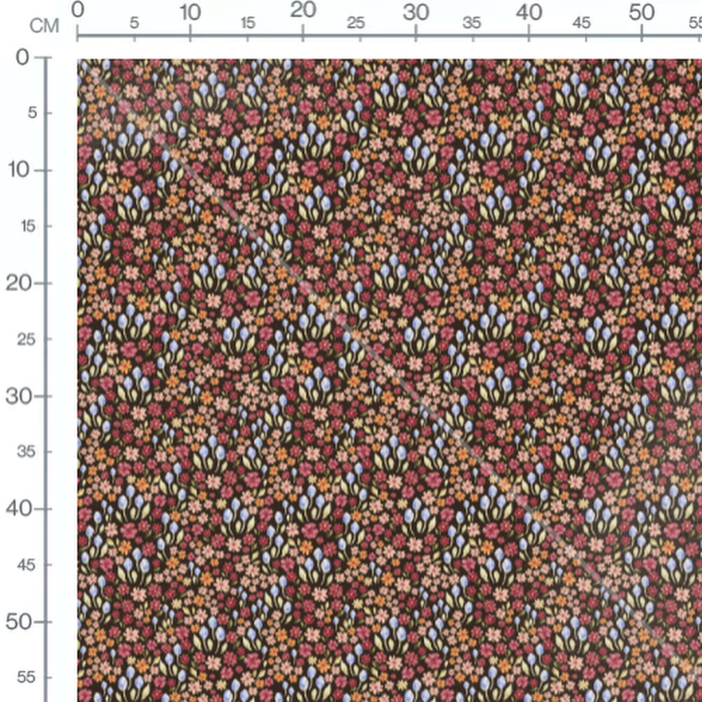 Tissu - Clochettes colorées sur noir