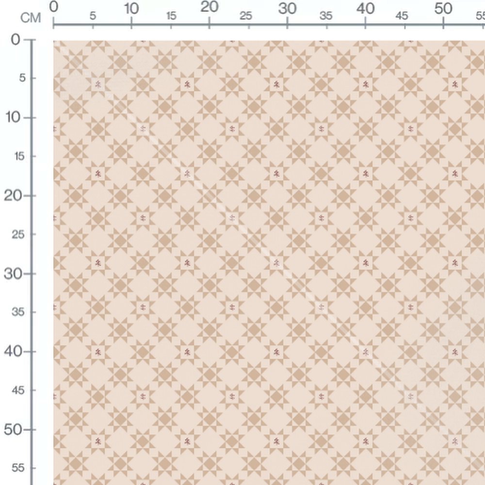 Tissu - Étoiles beige sur fond crème