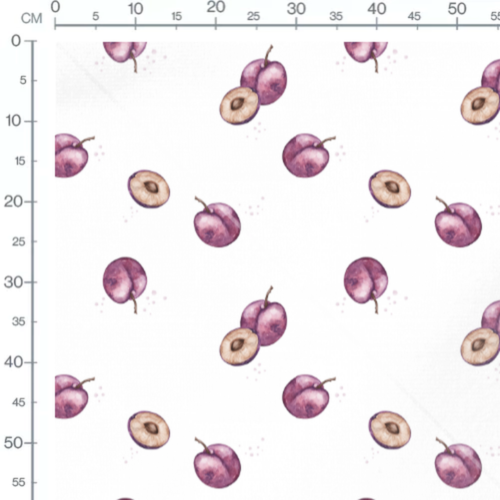 Tissu - Prunes violettes et moitiés