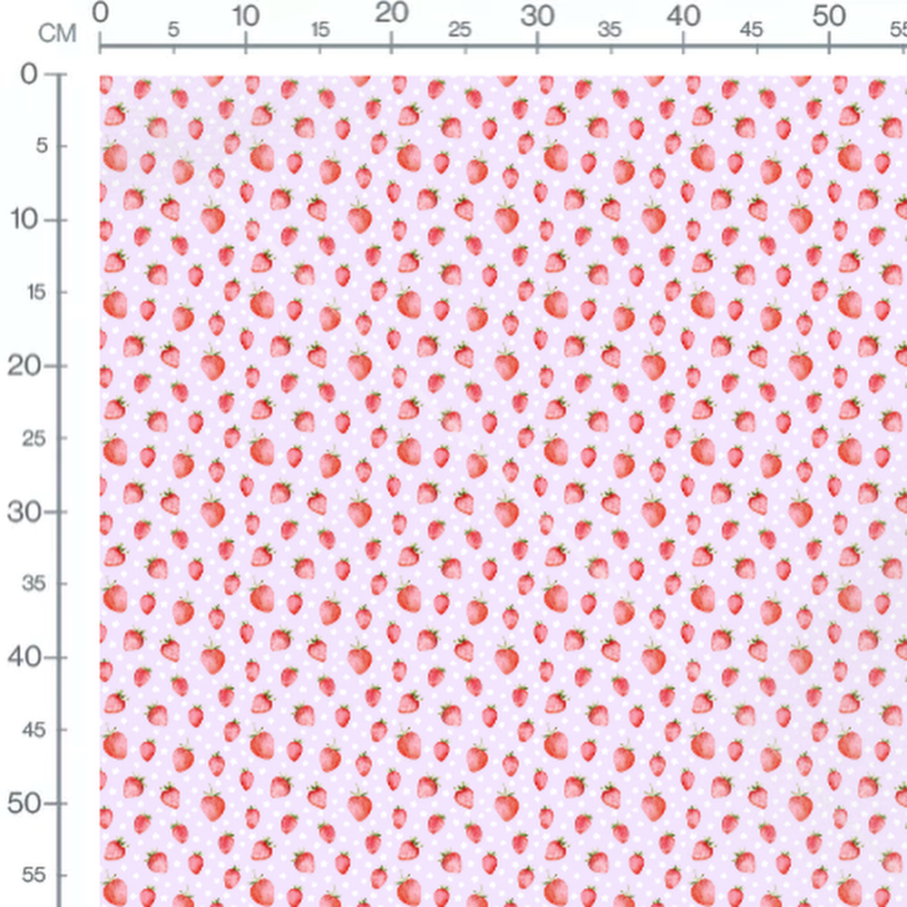 Tissu - Fraises sur fond lilas