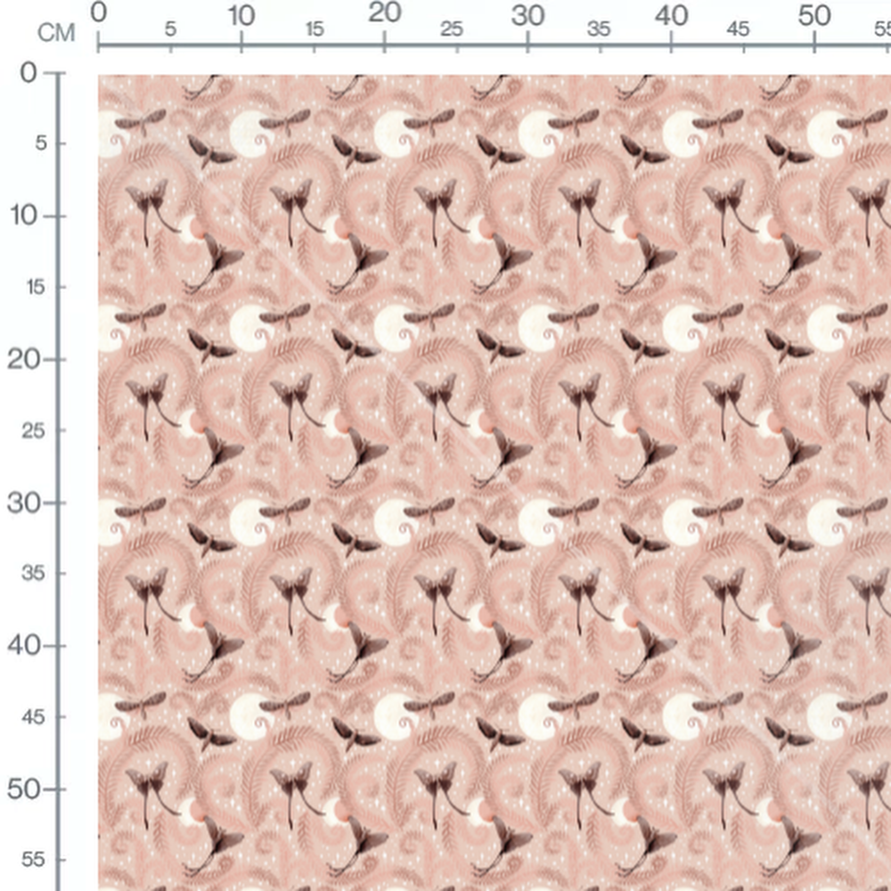 Tissu - Papillons et lunes pastel