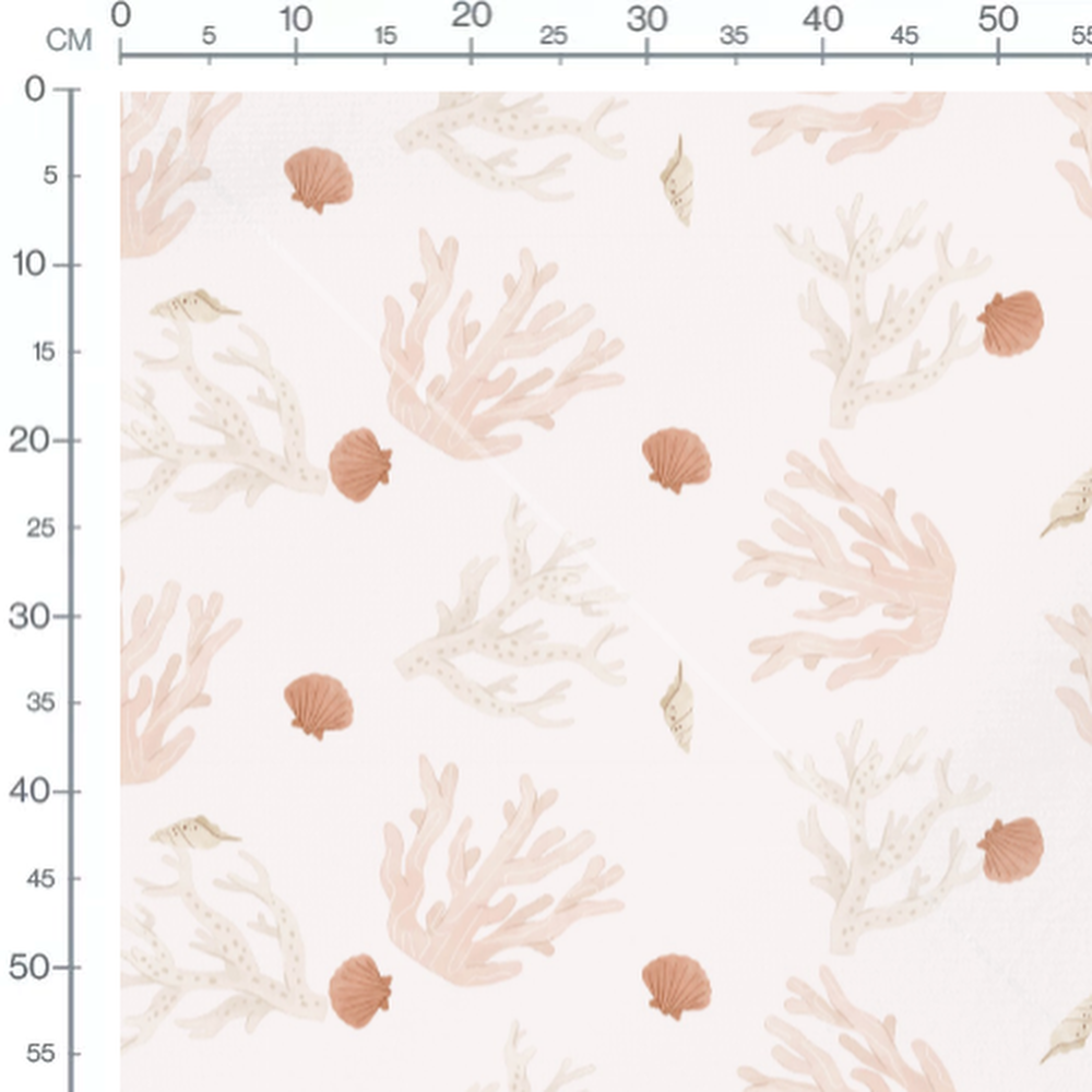 Tissu - Coraux et coquillages pastel