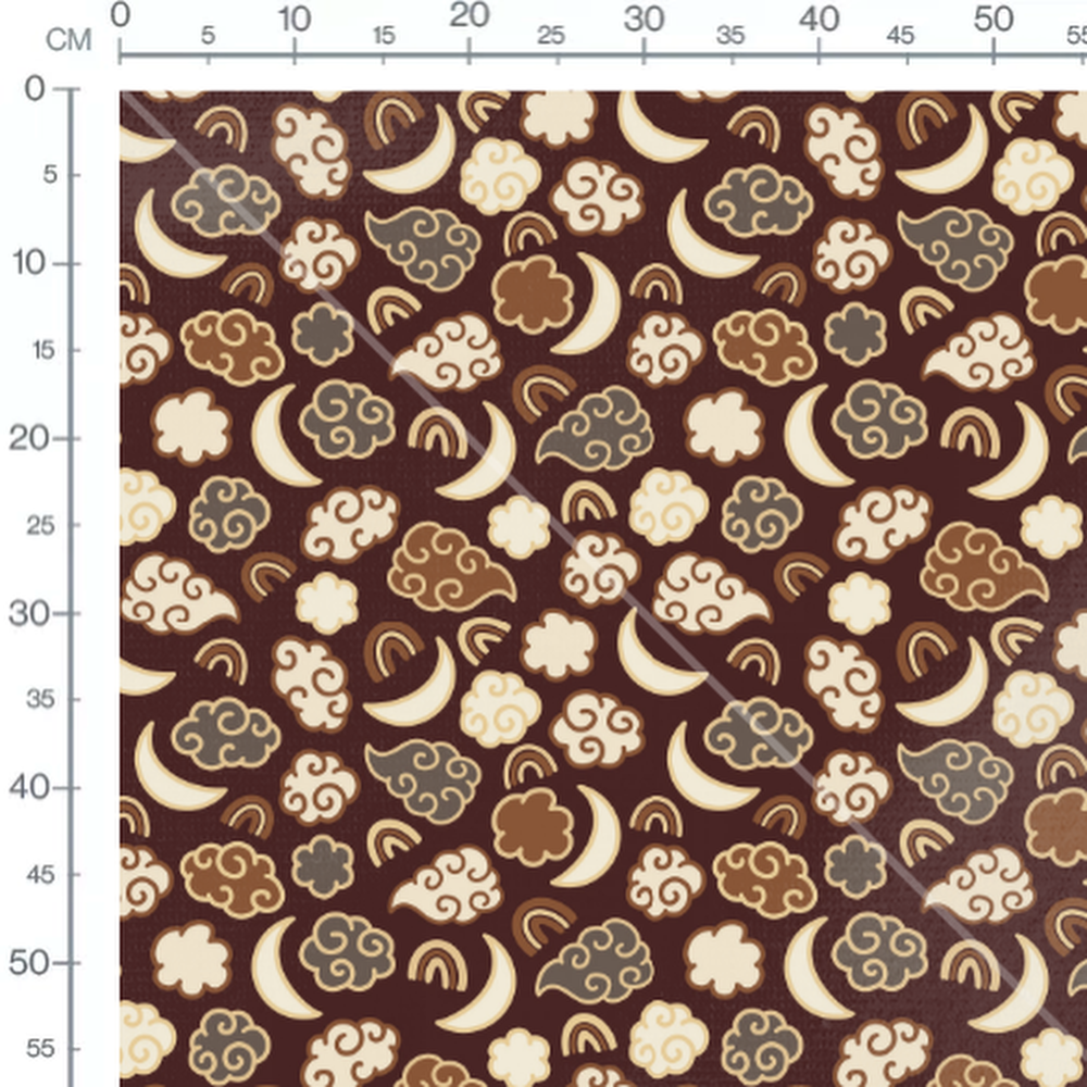 Tissu - Nuages et croissants célestes