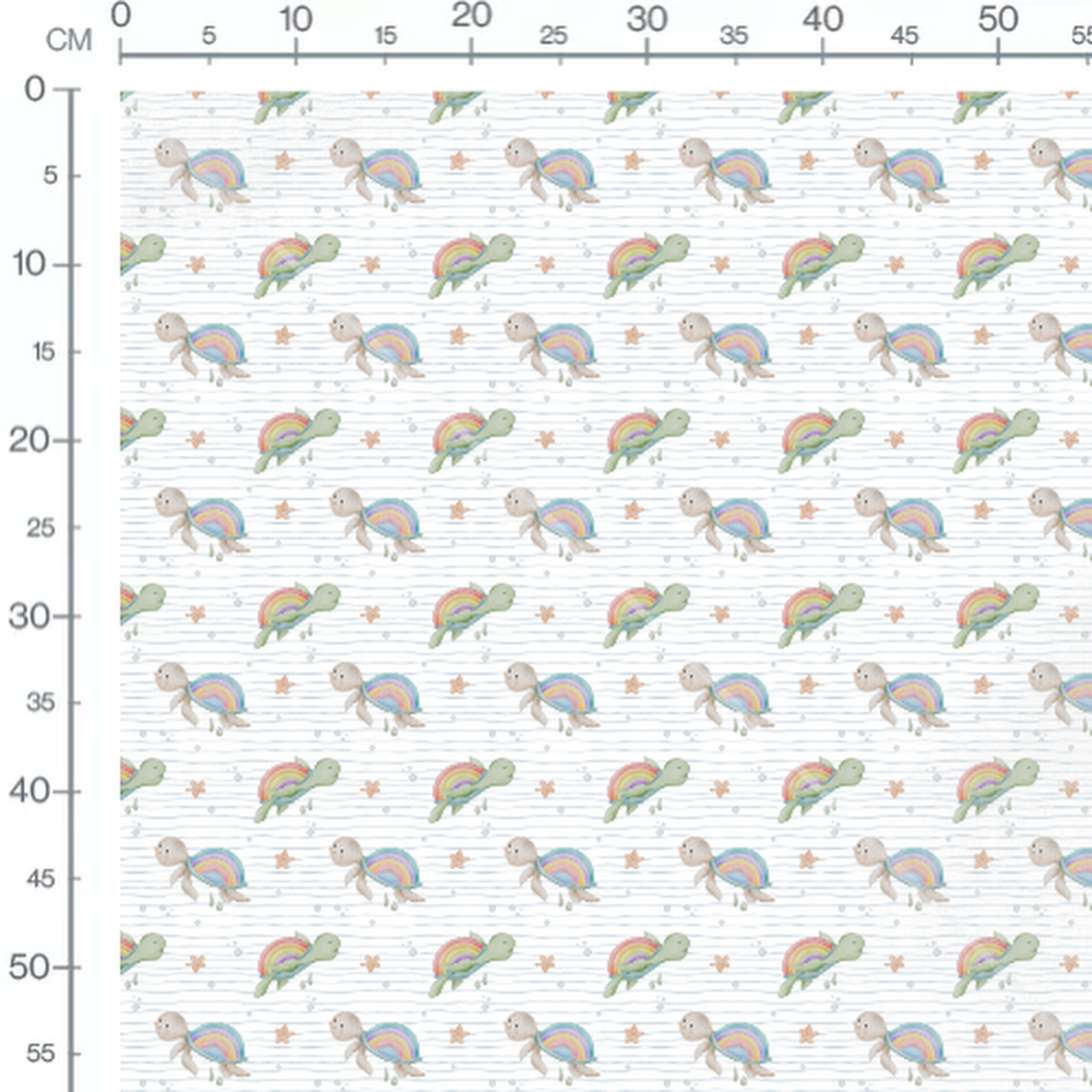 Tissu - Tortues arc-en-ciel aquarelle