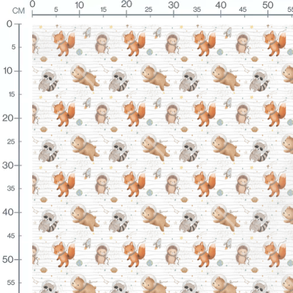 Tissu - Animaux cosmonautes mignons