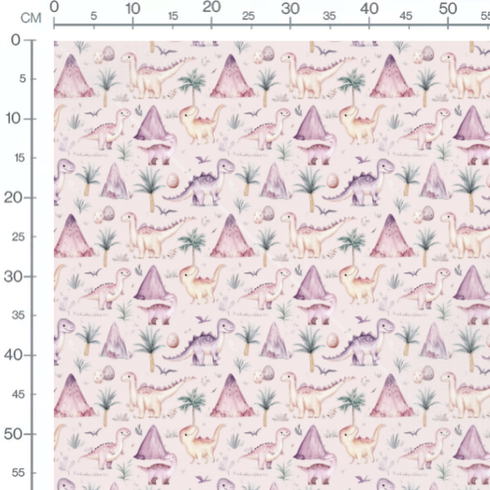 Tissu - Dinosaures et palmiers pastel