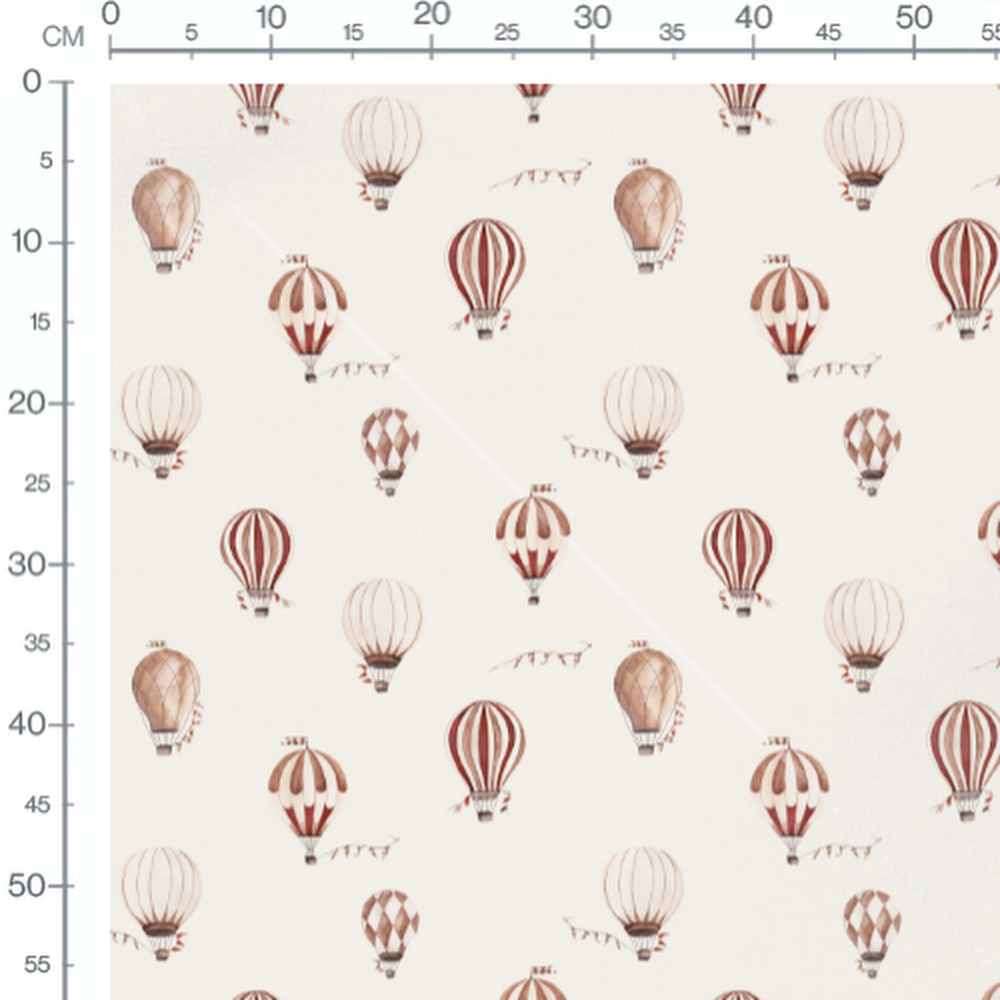 Tissu - Montgolfières vintage rouges