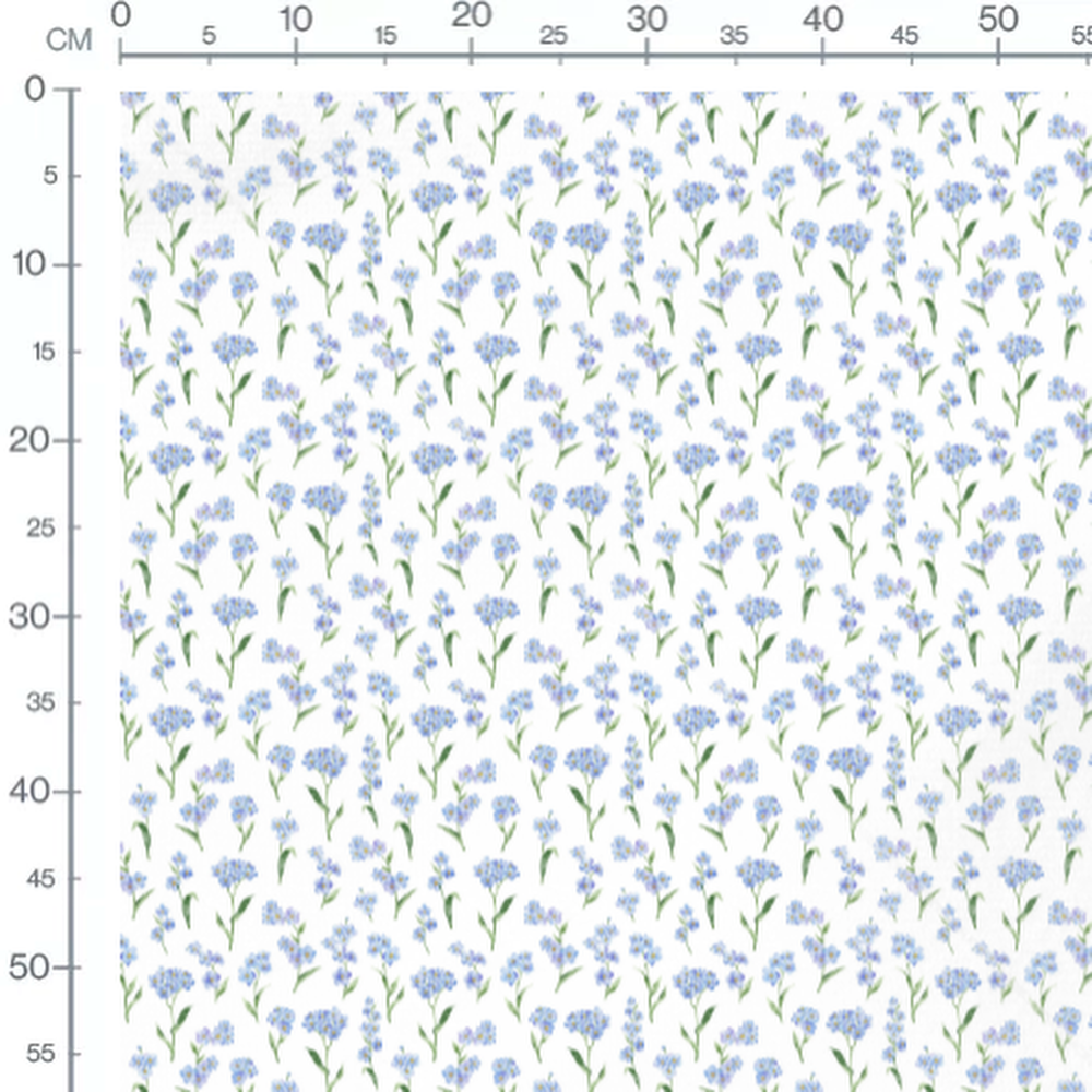 Tissu - Fleurs bleues aquarelle délicates