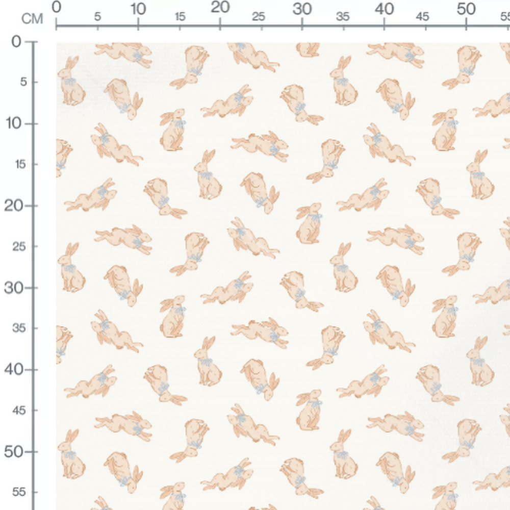Tissu - Lapins avec nœuds sur blanc