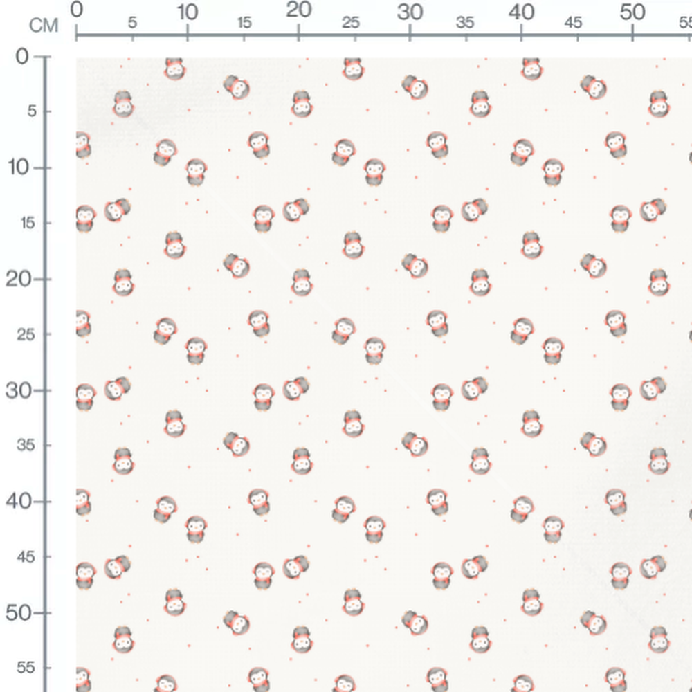Tissu - Pingouins ludiques sur blanc