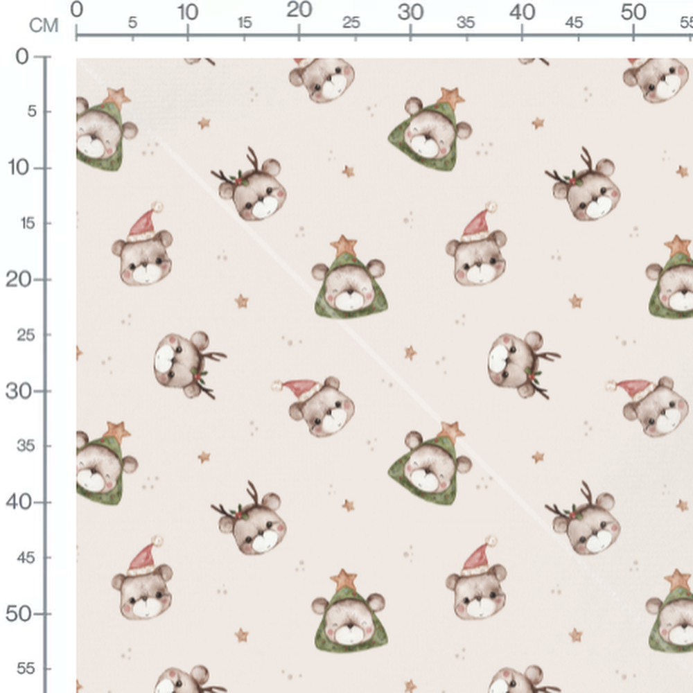 Tissu - Ours de Noël mignons