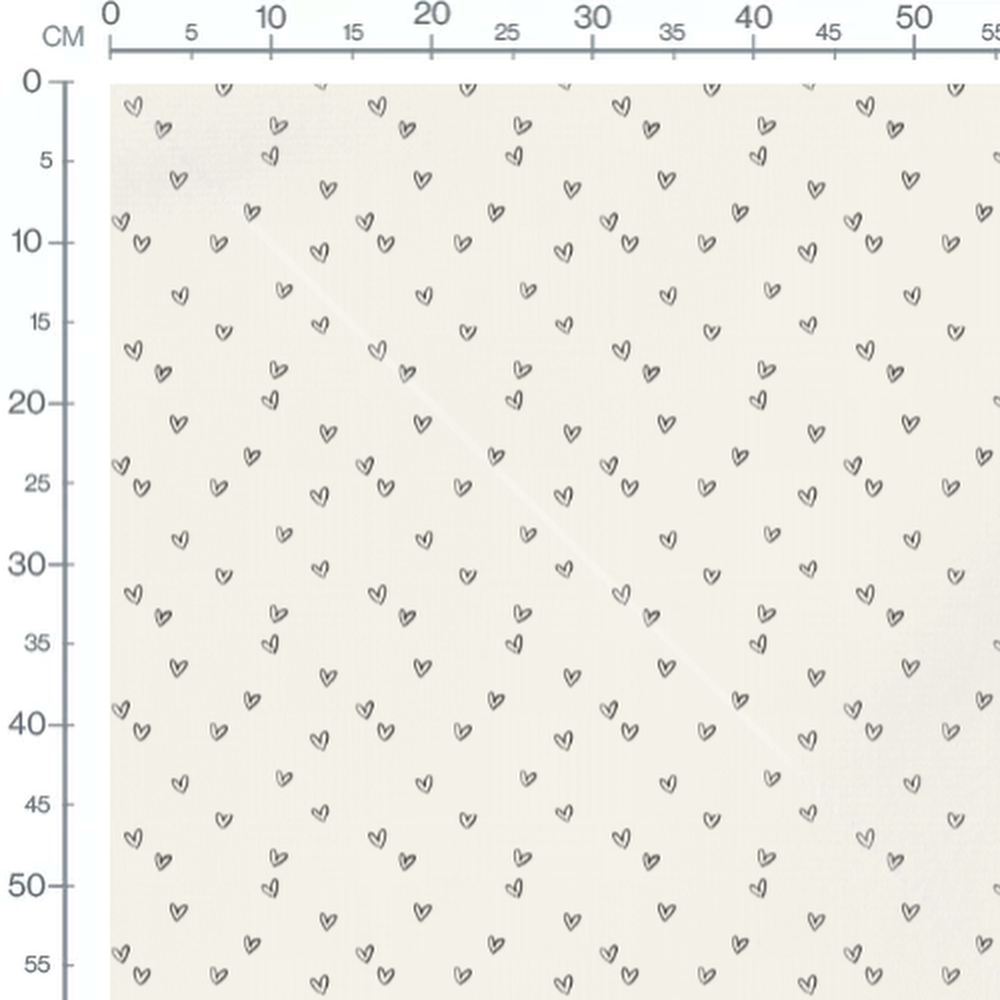 Tissu - Cœurs noirs sur fond crème