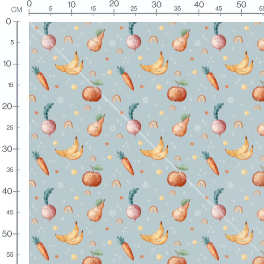 Tissu - Fruits et arcs-en-ciel