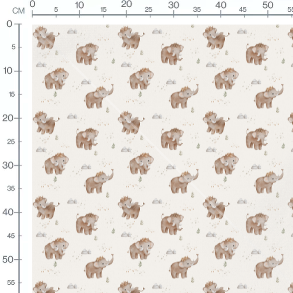 Tissu - Éléphants et montagnes douces