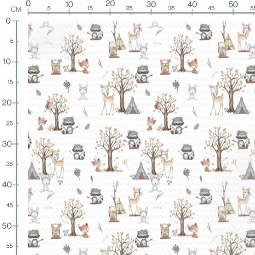 Tissu - Animaux pastel en forêt