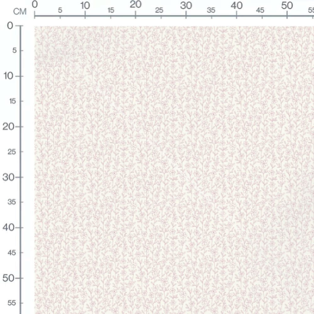 Tissu - Fleurs roses et feuilles fines
