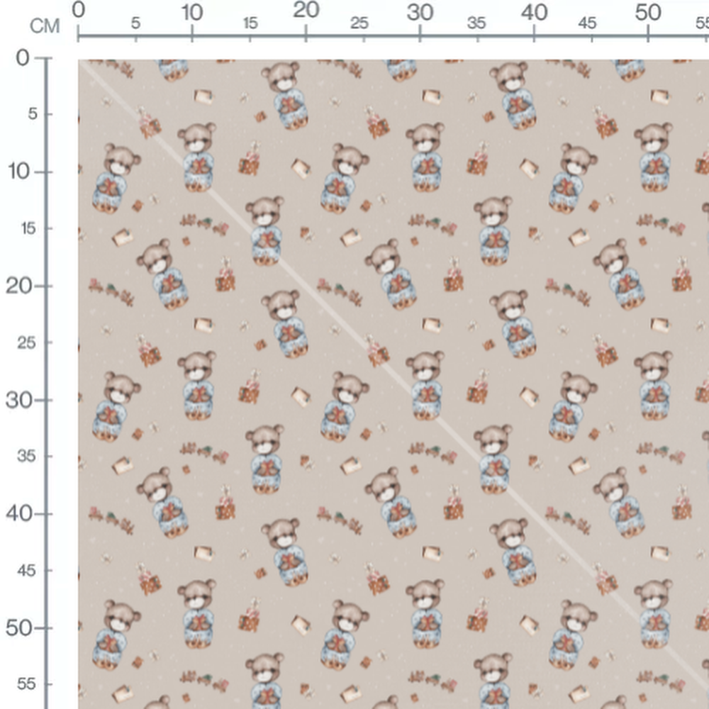 Tissu - Oursons cadeaux fond beige