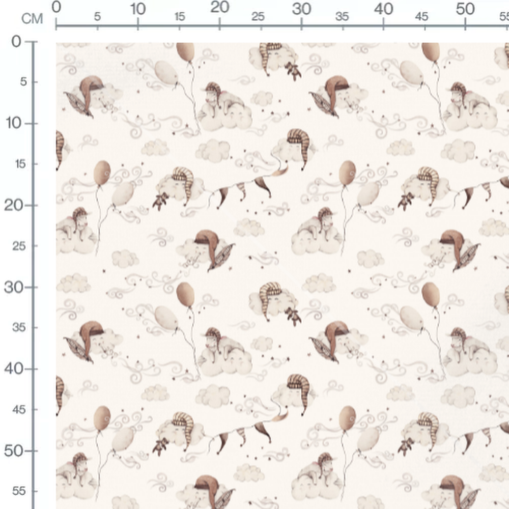 Tissu - Nuages endormis et ballons 2