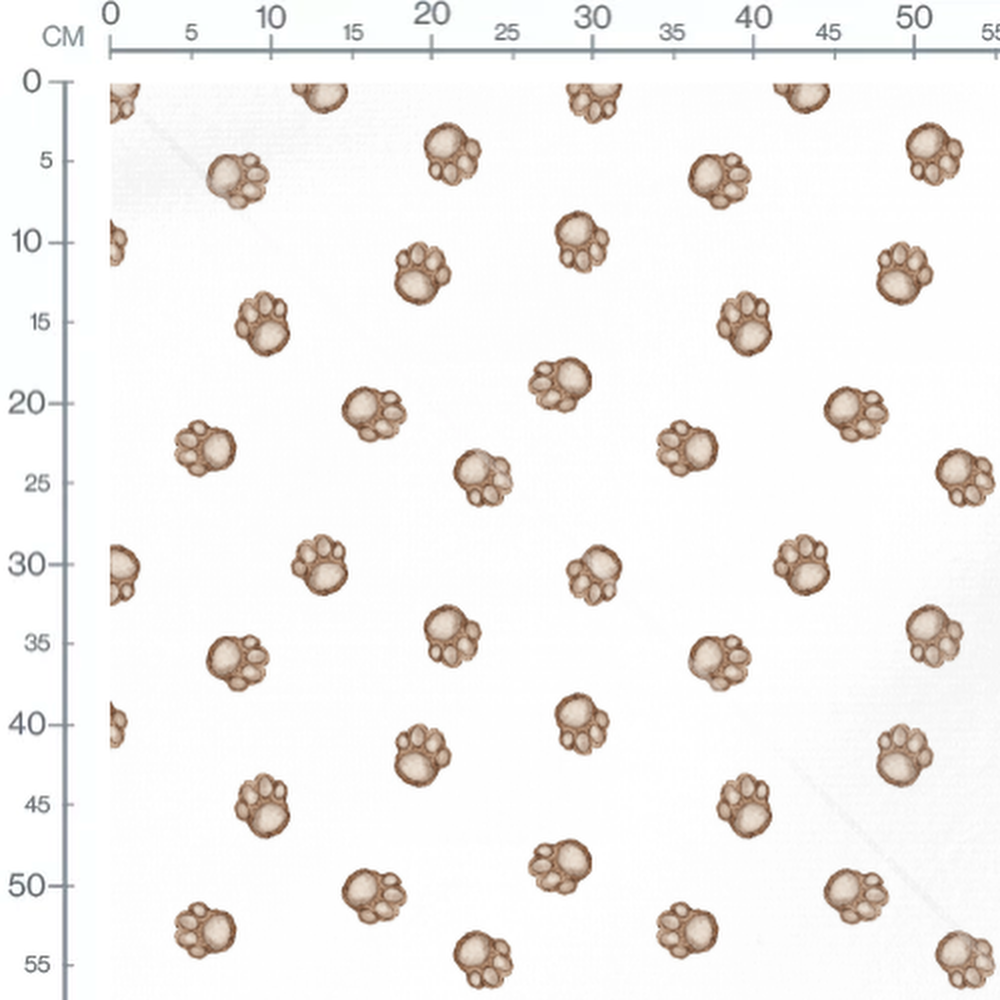Tissu - Empreintes variées sur blanc