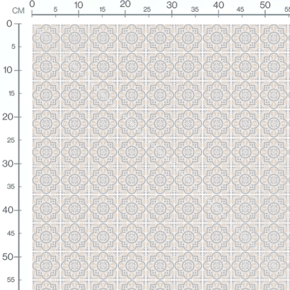 Tissu - Mosaïque florale beige et gris