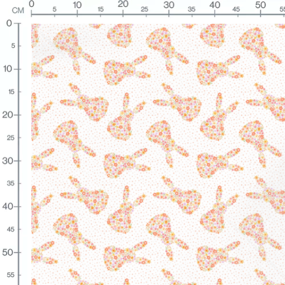 Tissu - Lapins fleuris pastel