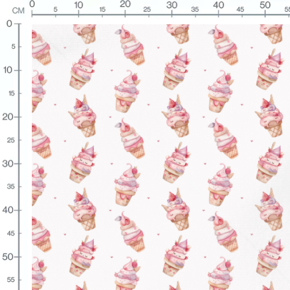 Tissu - Glaces roses et crème