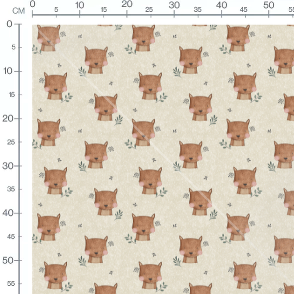 Tissu - Têtes de renards mignons